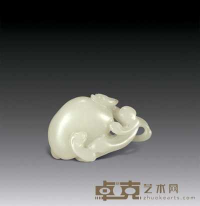 清中期 白玉螭龙坠 长4.5cm